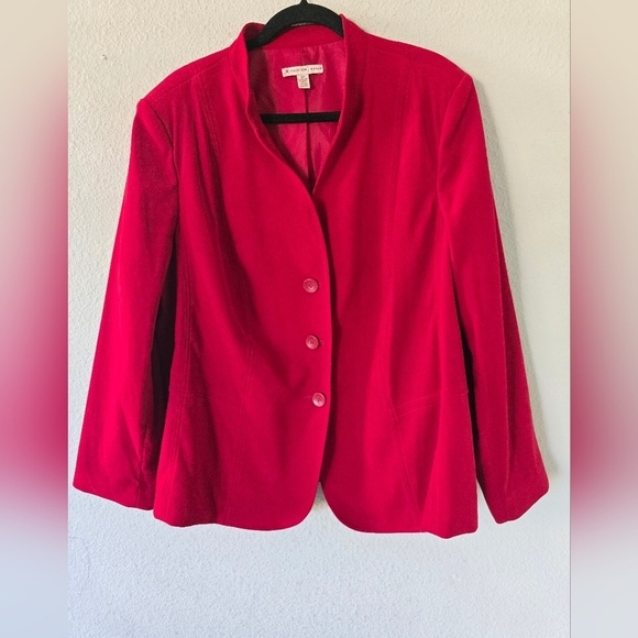 JM Collection Jacket Womens 20W Plus Red Long Sleeve Button Up Western - Picture 3 of 10